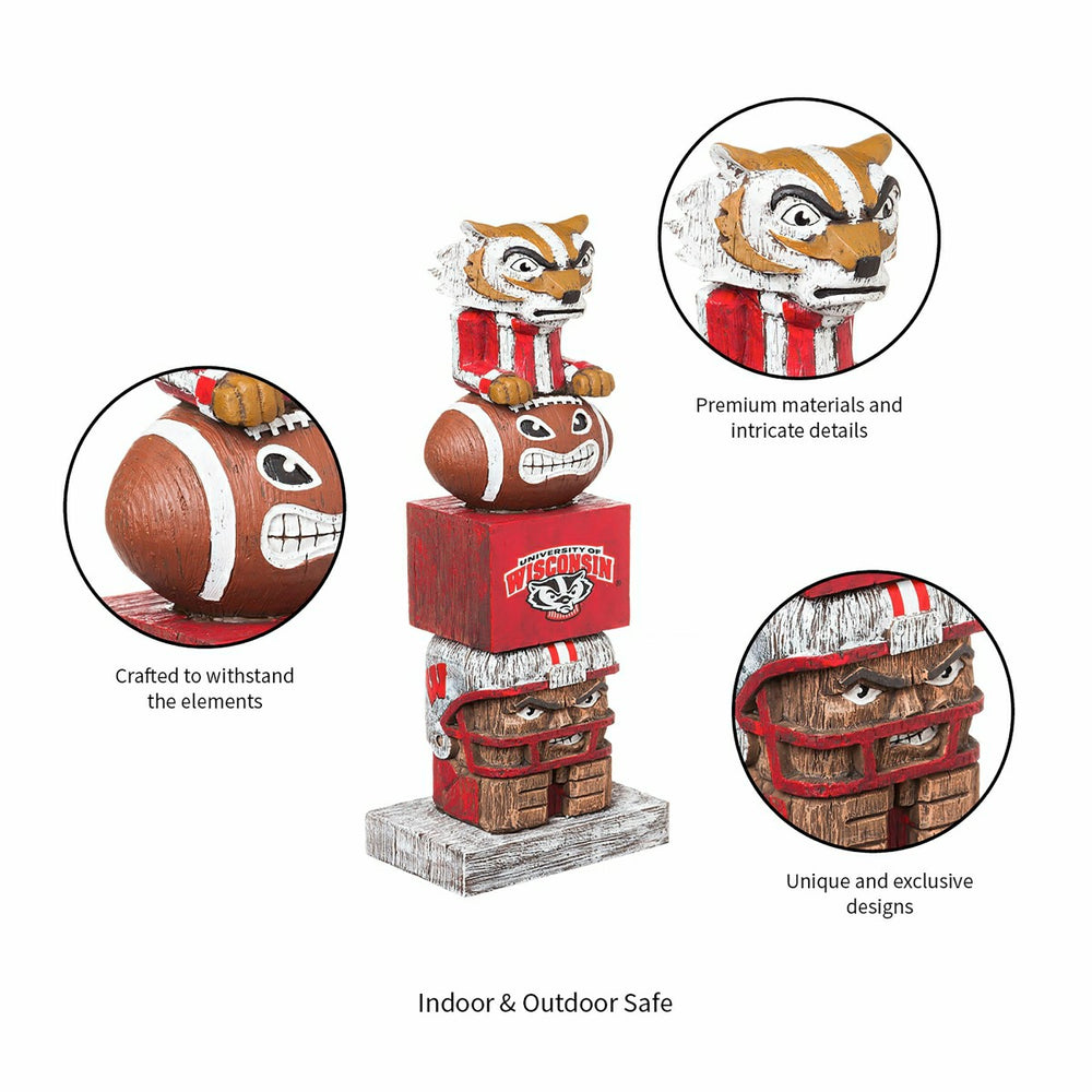 Wisconsin-Madison Badgers Tiki Team Totem Garden Statue - Collegiate Home
