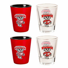University of Wisconsin-Madison 4-Piece Ceramic and Glass 2oz. Shot Gl - Collegiate Home