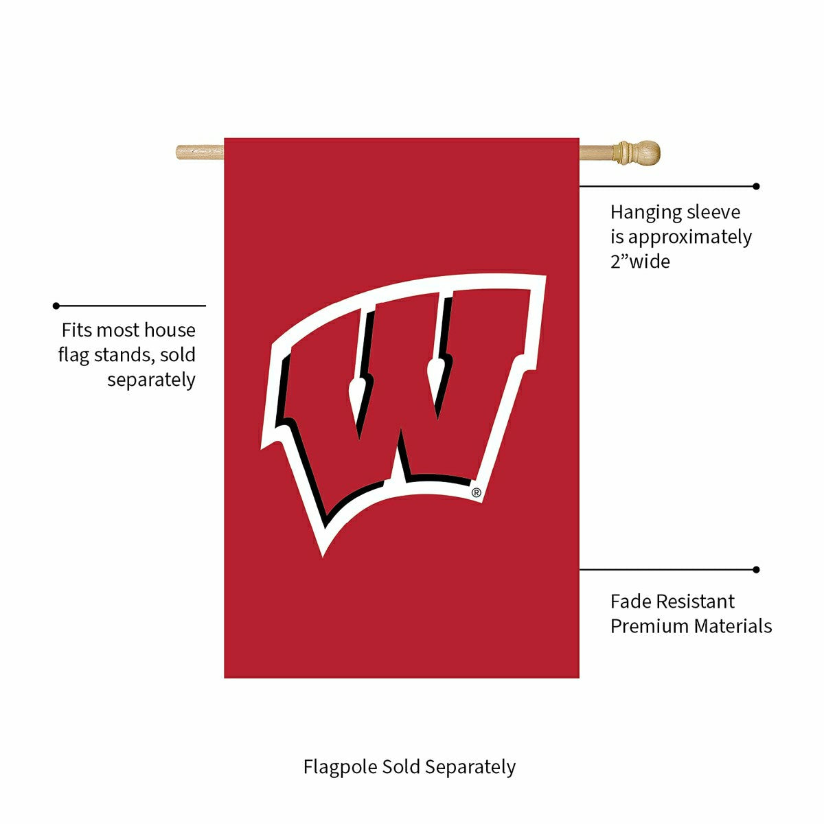 University of Wisconsin-Madison Applique House Flag - Collegiate Home