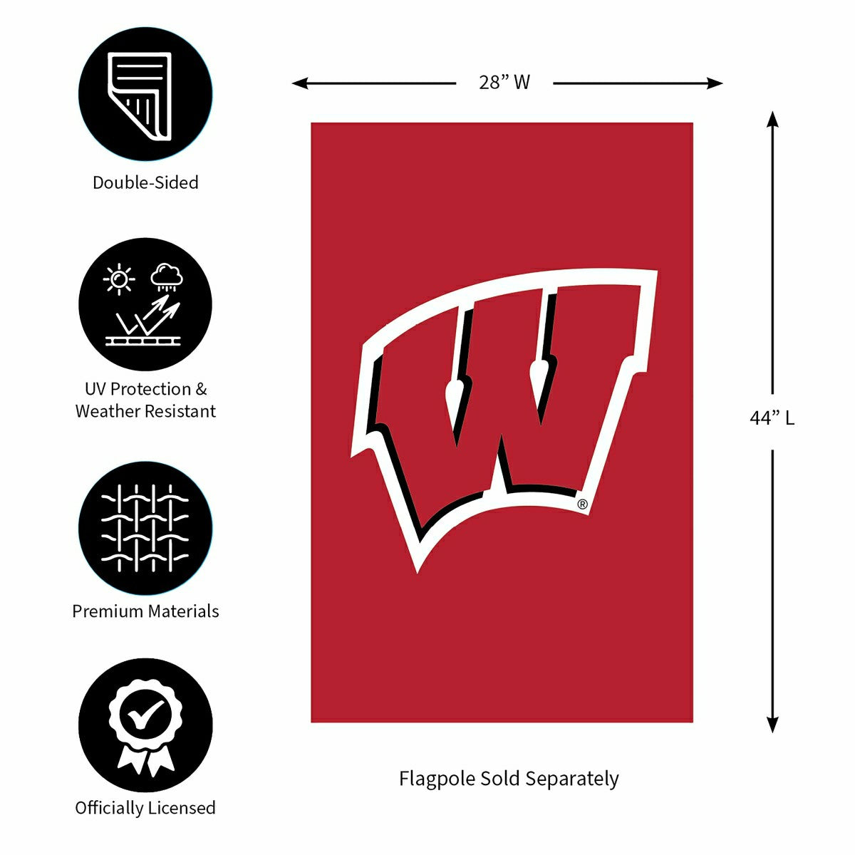 University of Wisconsin-Madison Applique House Flag - Collegiate Home