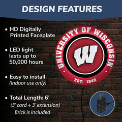 University of Wisconsin-Madison, Metal Lite, Round - Collegiate