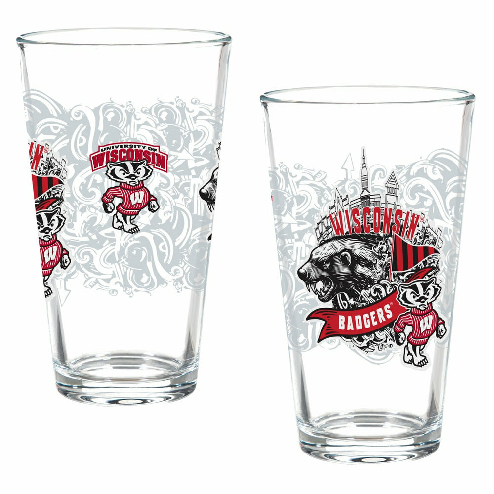 University of Wisconsin-Madison 16oz Glass pint, Set of 2 - Collegiate Home