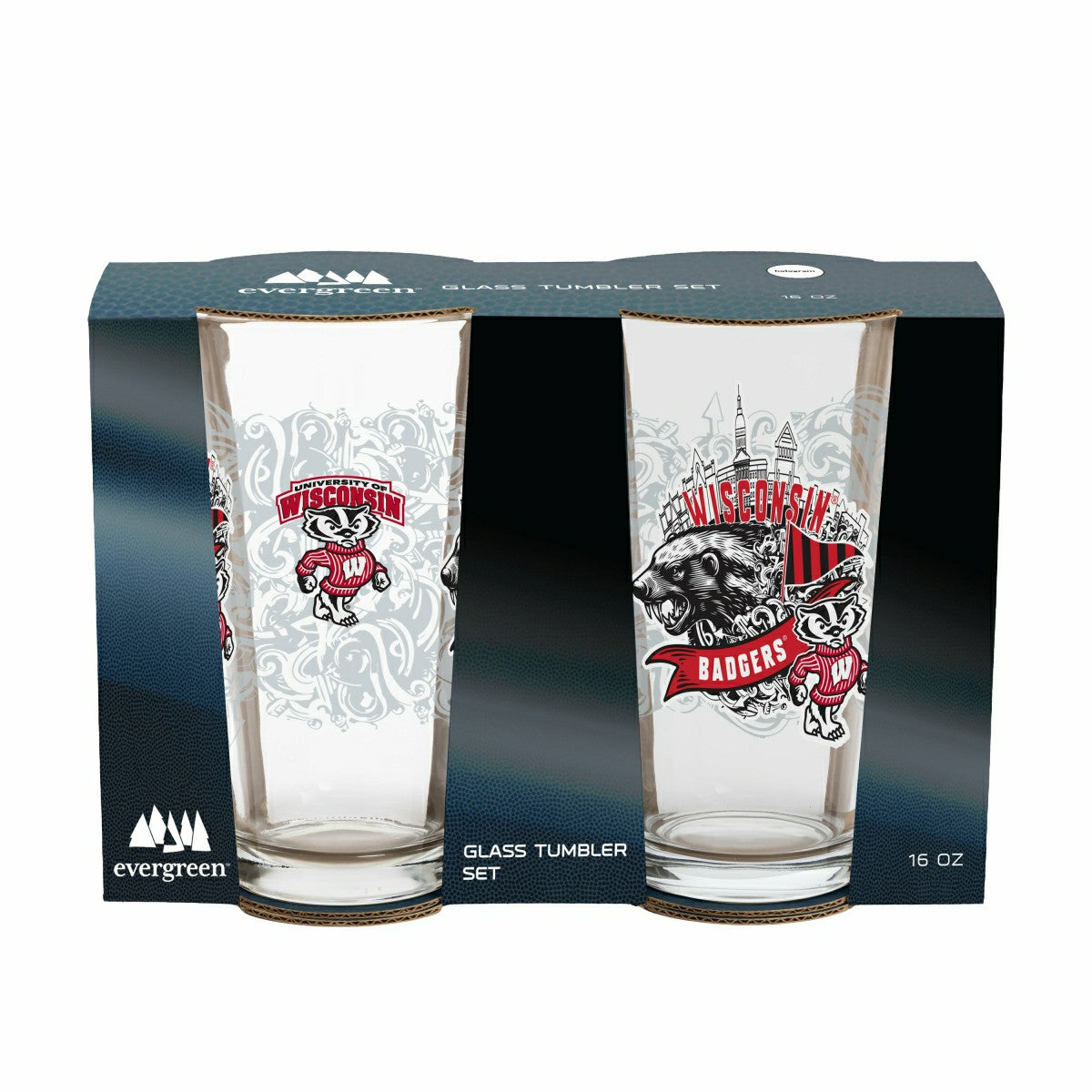 University of Wisconsin-Madison 16oz Glass pint, Set of 2 - Collegiate Home