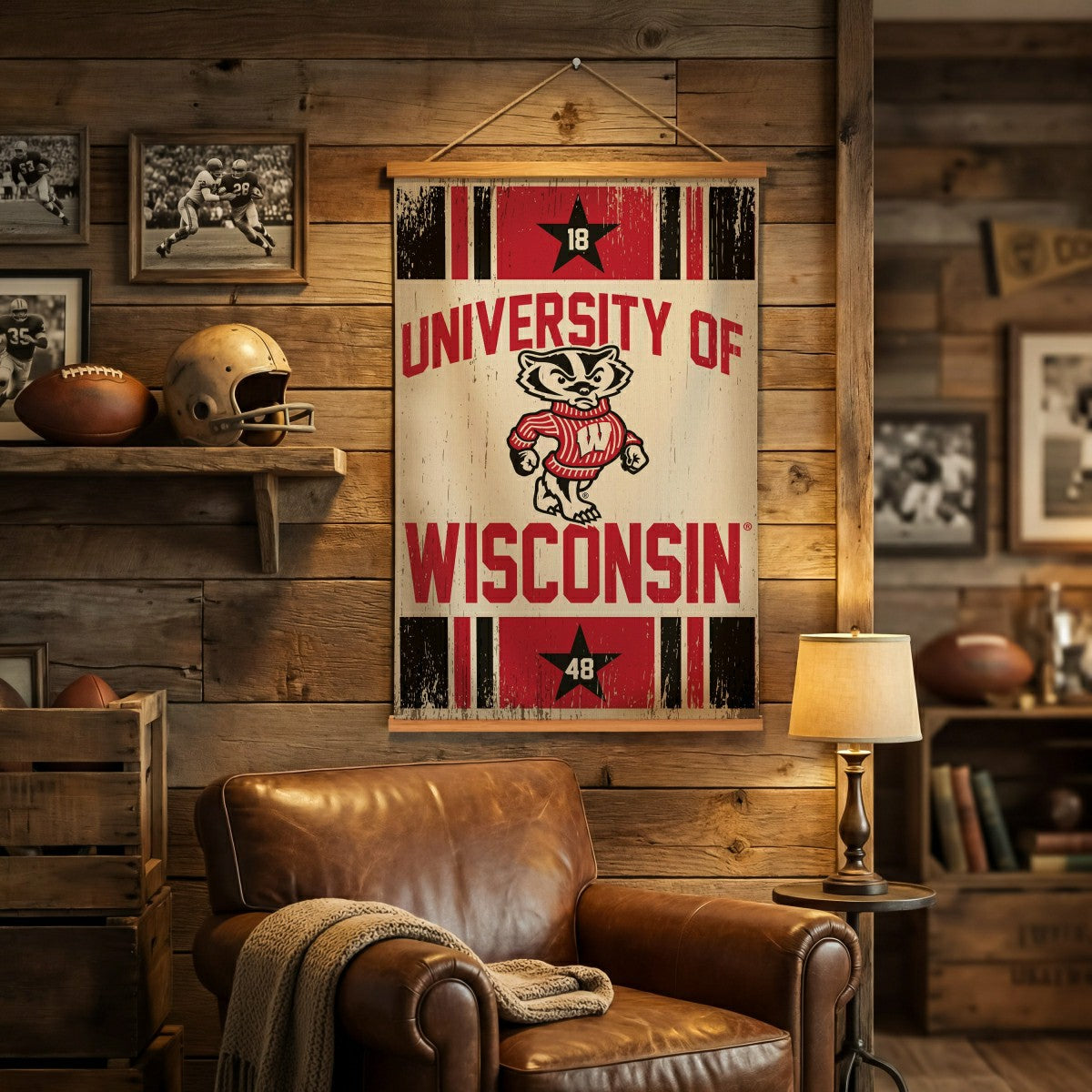 University of Wisconsin-Madison, Canvas Wall Tapestry, Medium, 36x24 - Collegiate Home