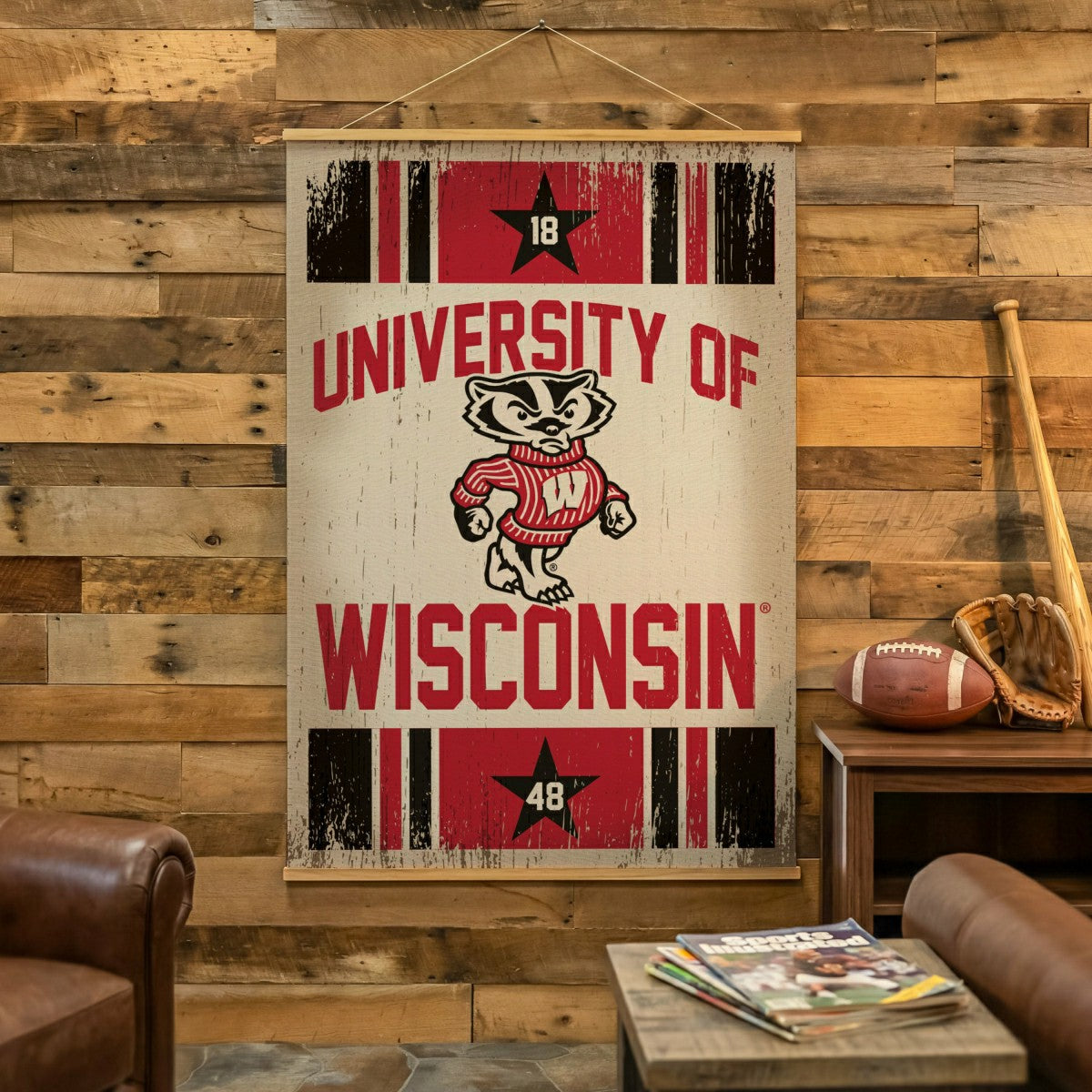 University of Wisconsin-Madison, Canvas Wall Tapestry, Large, 54x36 - Collegiate Home