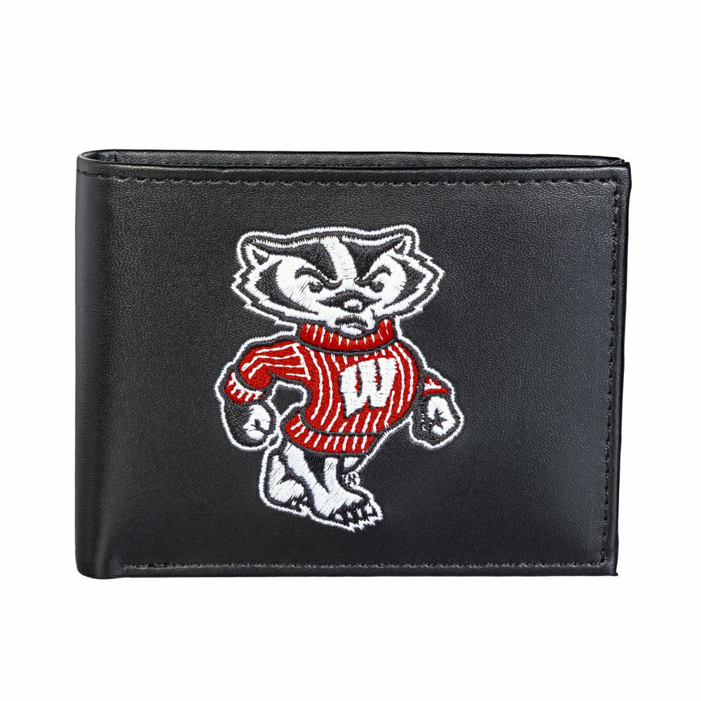 University of Wisconsin-Madison Black Bi-Fold Embroidered Wallet - Collegiate Home