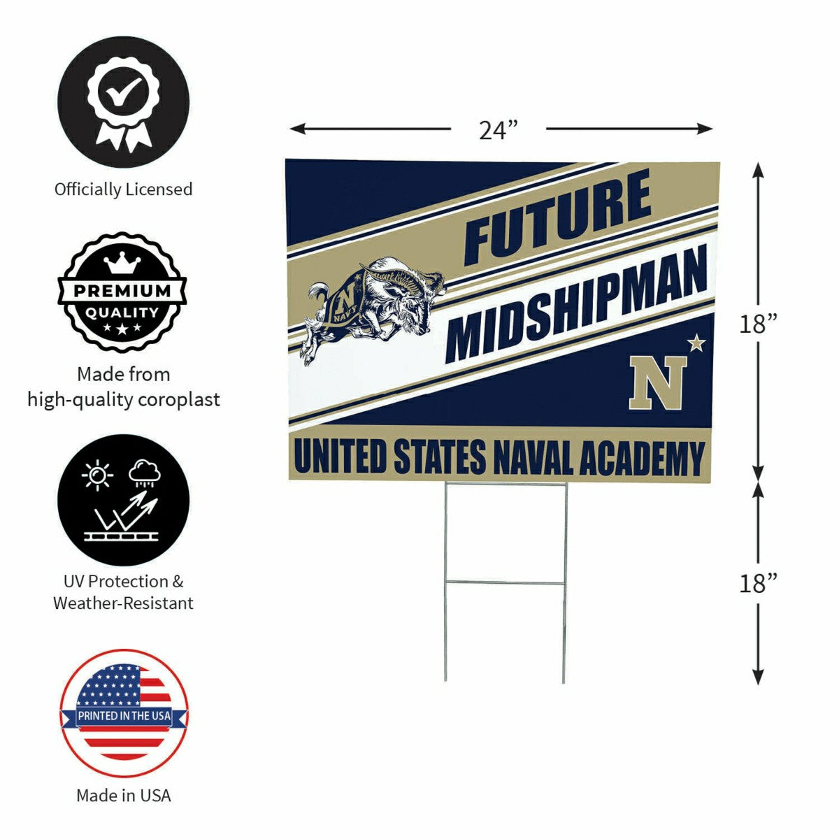 US Naval Academy Coroplast Yard Sign, Future Student - Collegiate Home