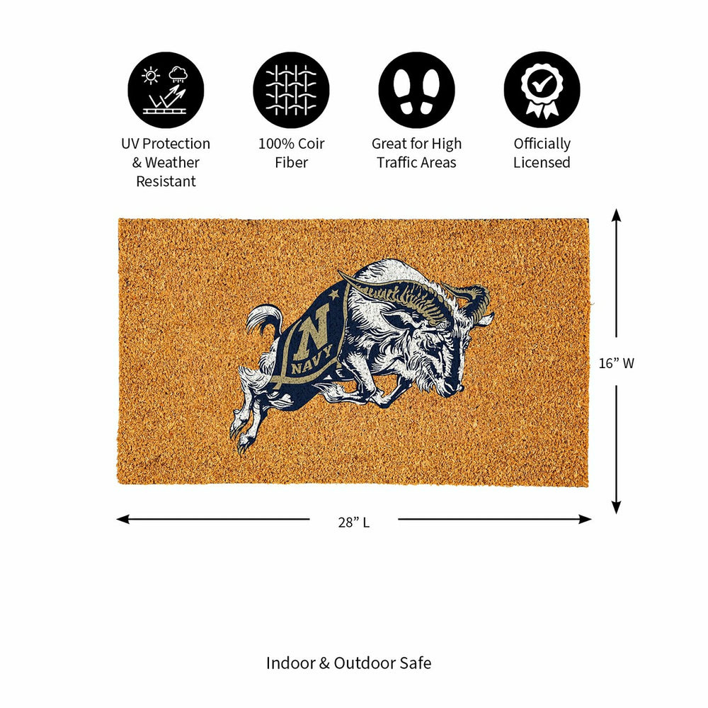 Coir Mat, 16"x28", US Naval Academy - Collegiate