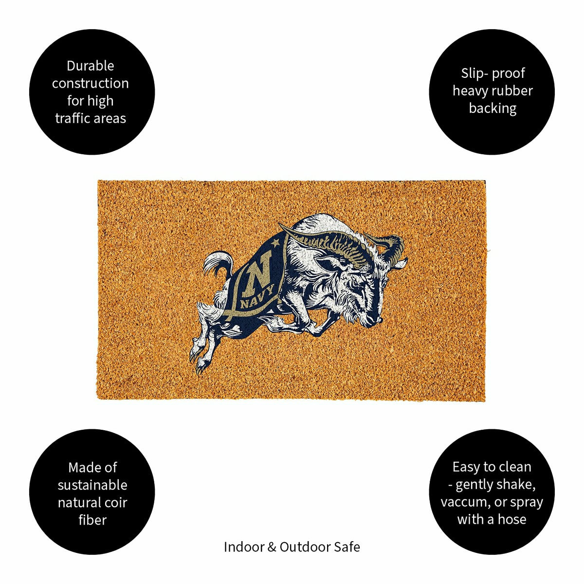 Coir Mat, 16"x28", US Naval Academy - Collegiate