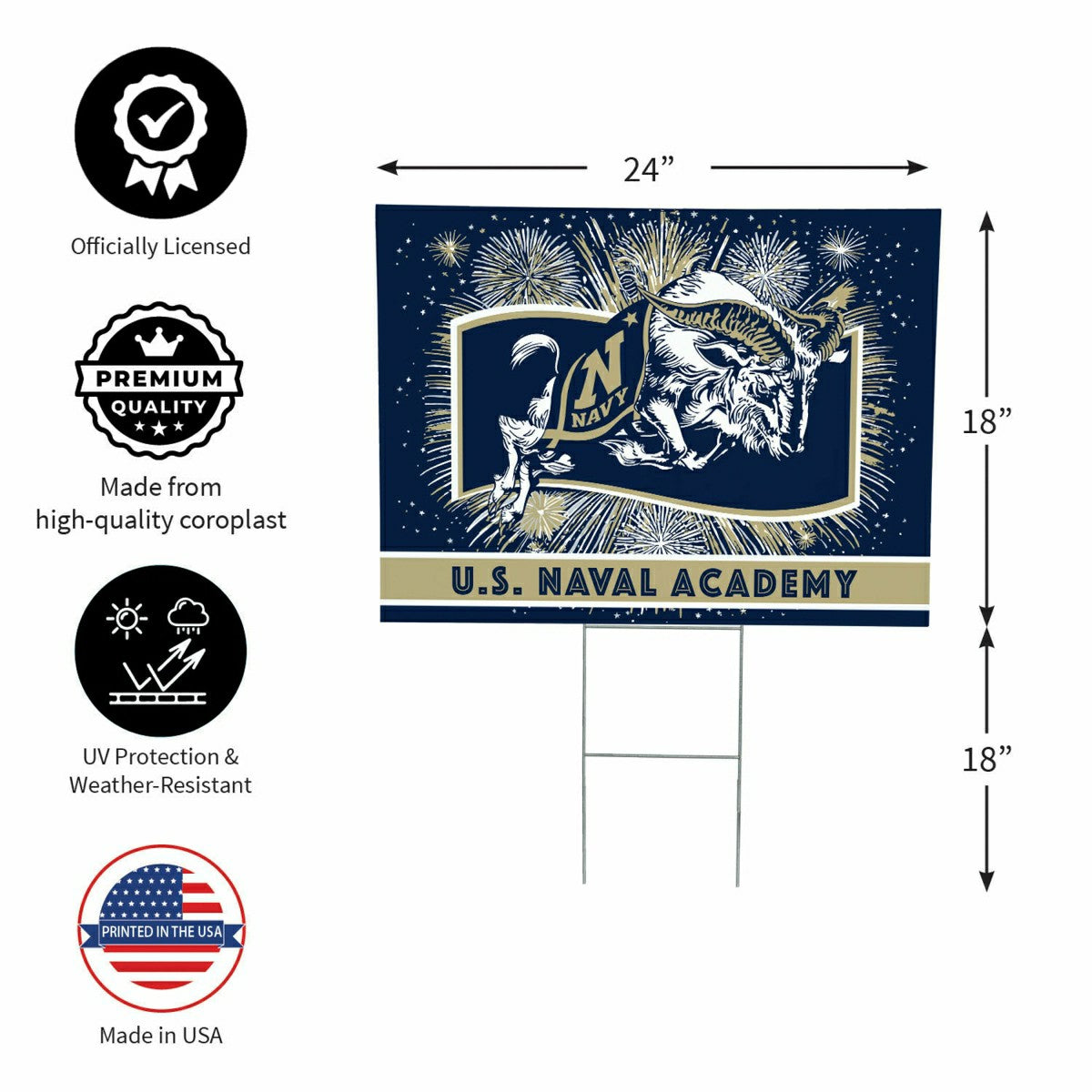 US Naval Academy Yard Sign, Patriotic - Collegiate Home