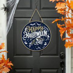 US Naval Academy Halloween Round Door Décor with Hanging Rope, 18x18 - Collegiate Home
