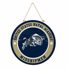 US Naval Academy Round Door Décor with Hanging Rope, 18x18 - Collegiate Home