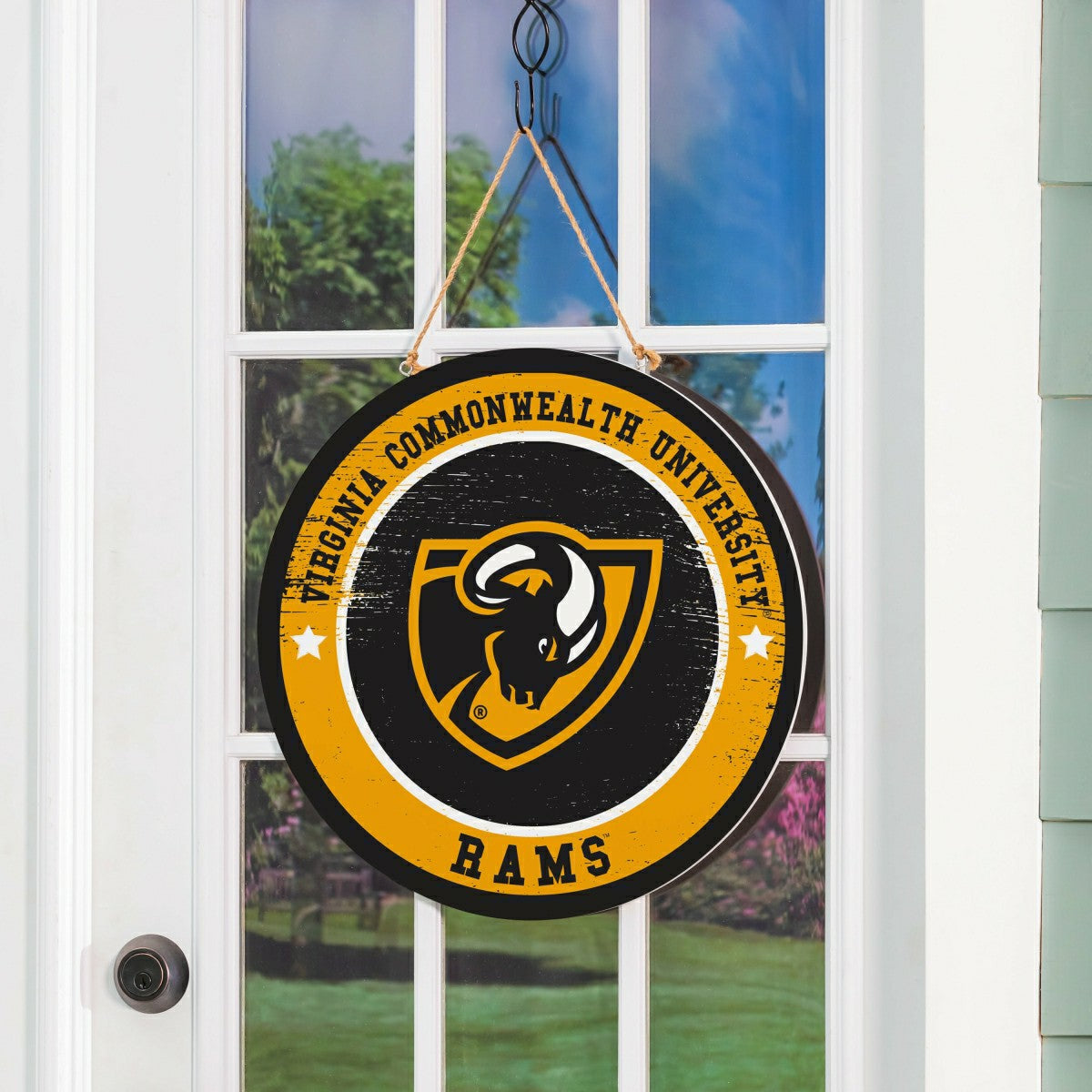 Virginia Commonwealth University Round Door Décor with Hanging Rope, 1 - Collegiate Home