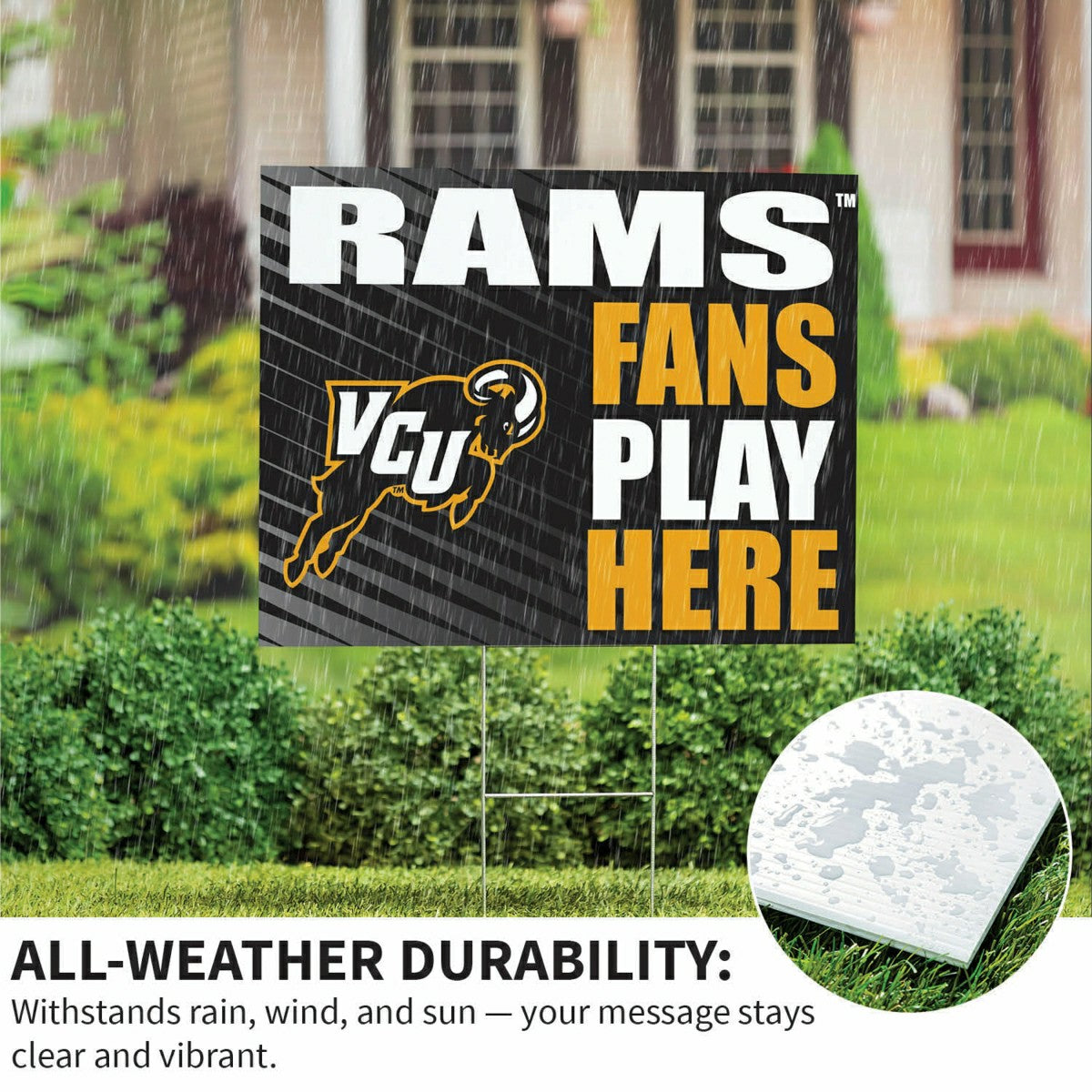 Virginia Commonwealth University Coroplast Yard Sign "Fans Play Here" - Collegiate Home