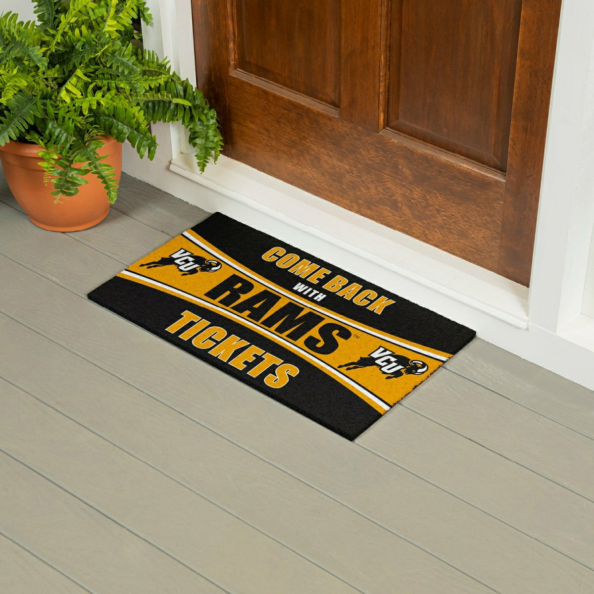 28" x 16" PVC Trapper Mat, Come Back with Tickets, Virginia Commonweal - Collegiate