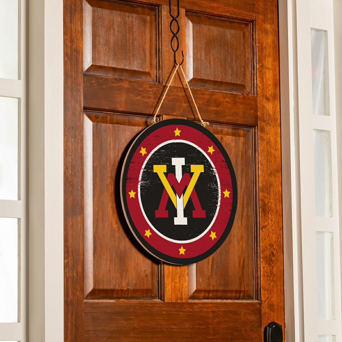 Virginia Military Institute Round Door Décor with Hanging Rope, 18x18 - Collegiate Home