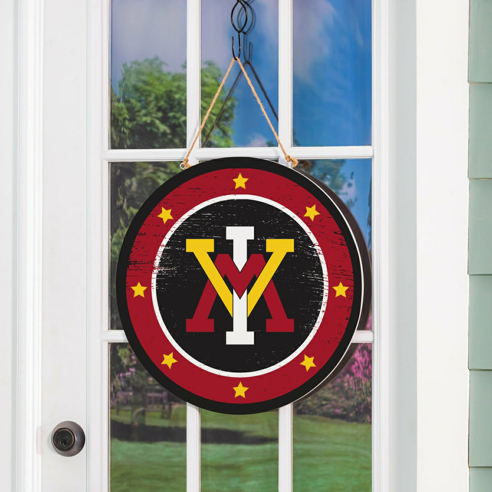 Virginia Military Institute Round Door Décor with Hanging Rope, 18x18 - Collegiate Home