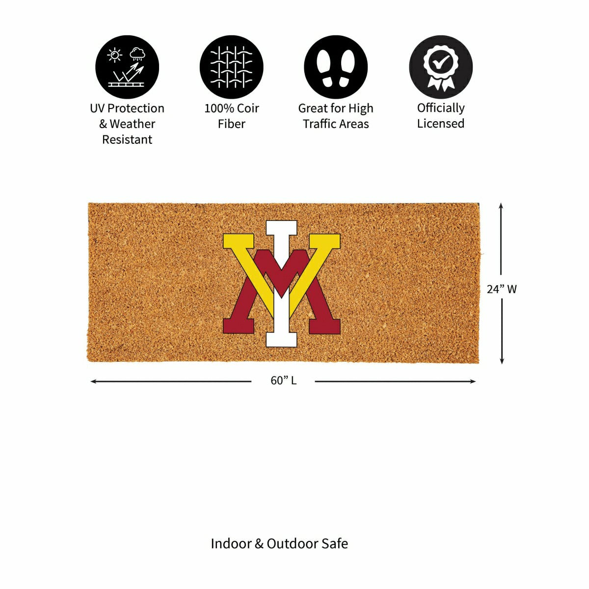 Virginia Military Institute Extra Large Full Color Coir Mat, 60"x24" - Collegiate