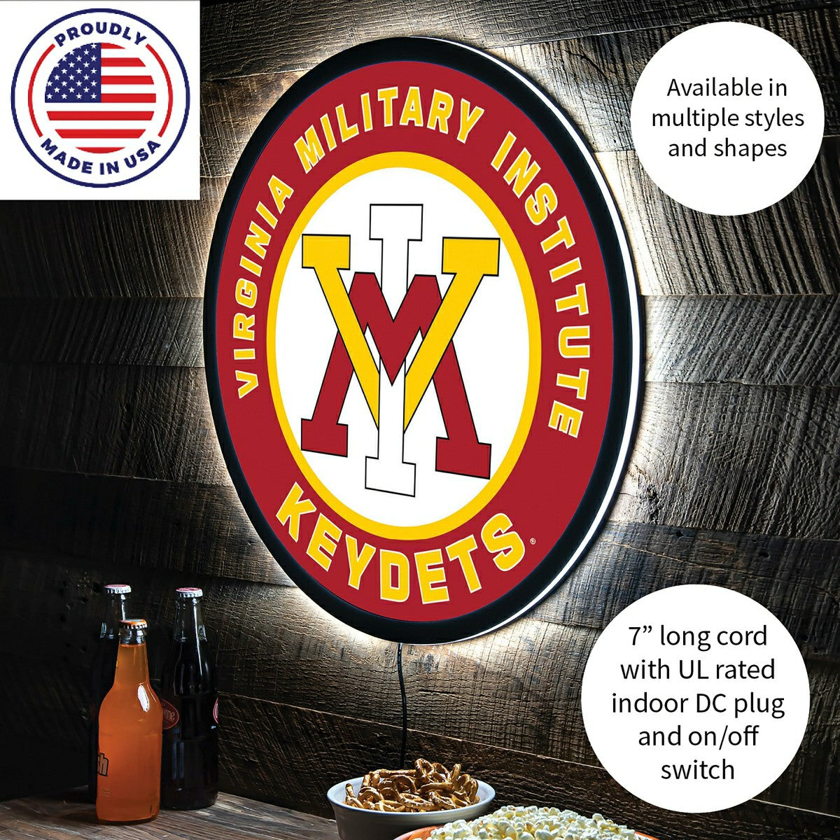 LED Wall Decor, Round, Virginia Military Institute - Collegiate Home