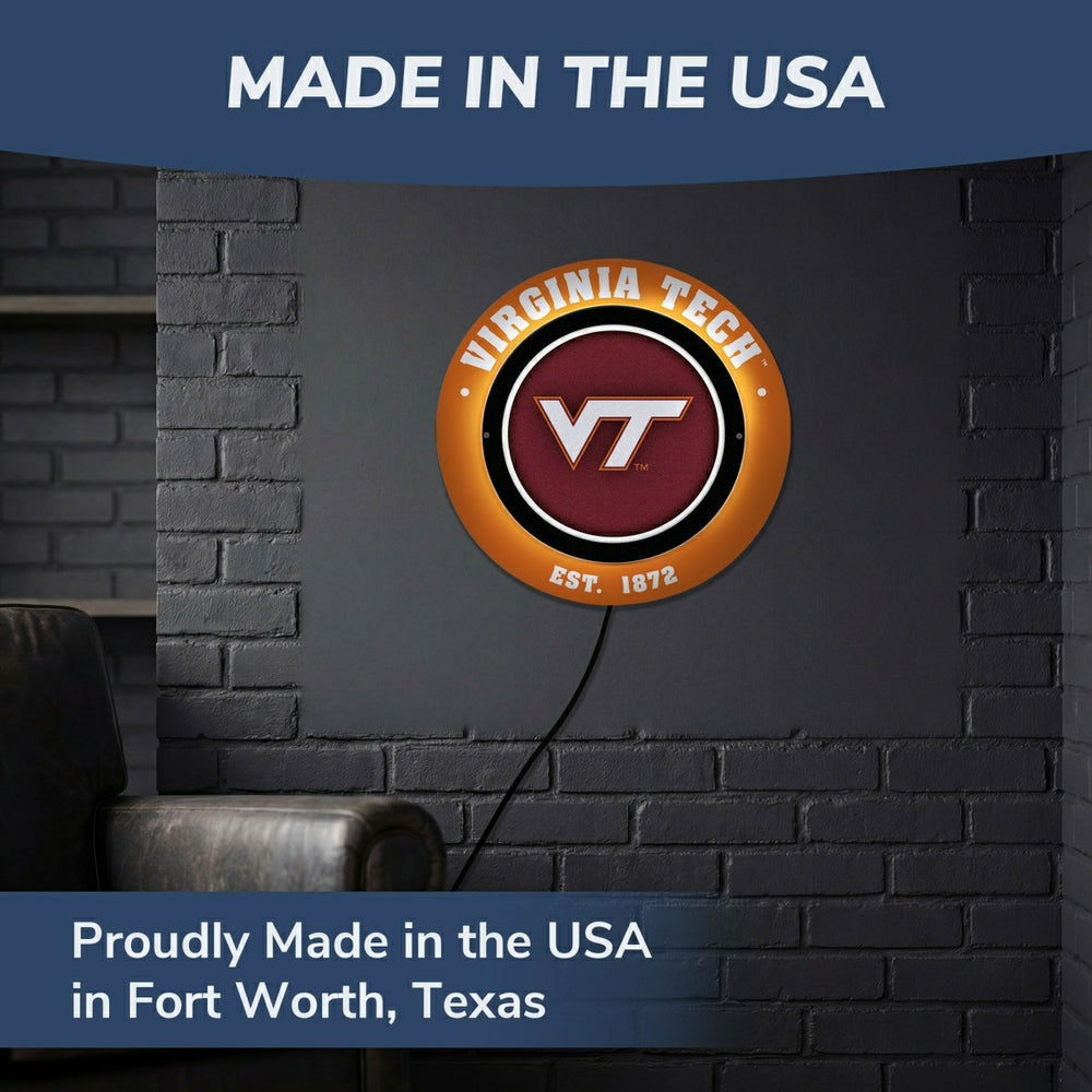 Virginia Tech, Metal Lite, Round - Collegiate