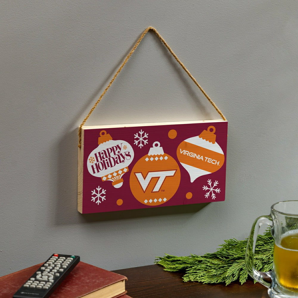 Virginia Tech Holiday Wood Wall Sign, 6x11 - Collegiate Home