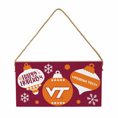Virginia Tech Holiday Wood Wall Sign, 6x11 - Collegiate Home