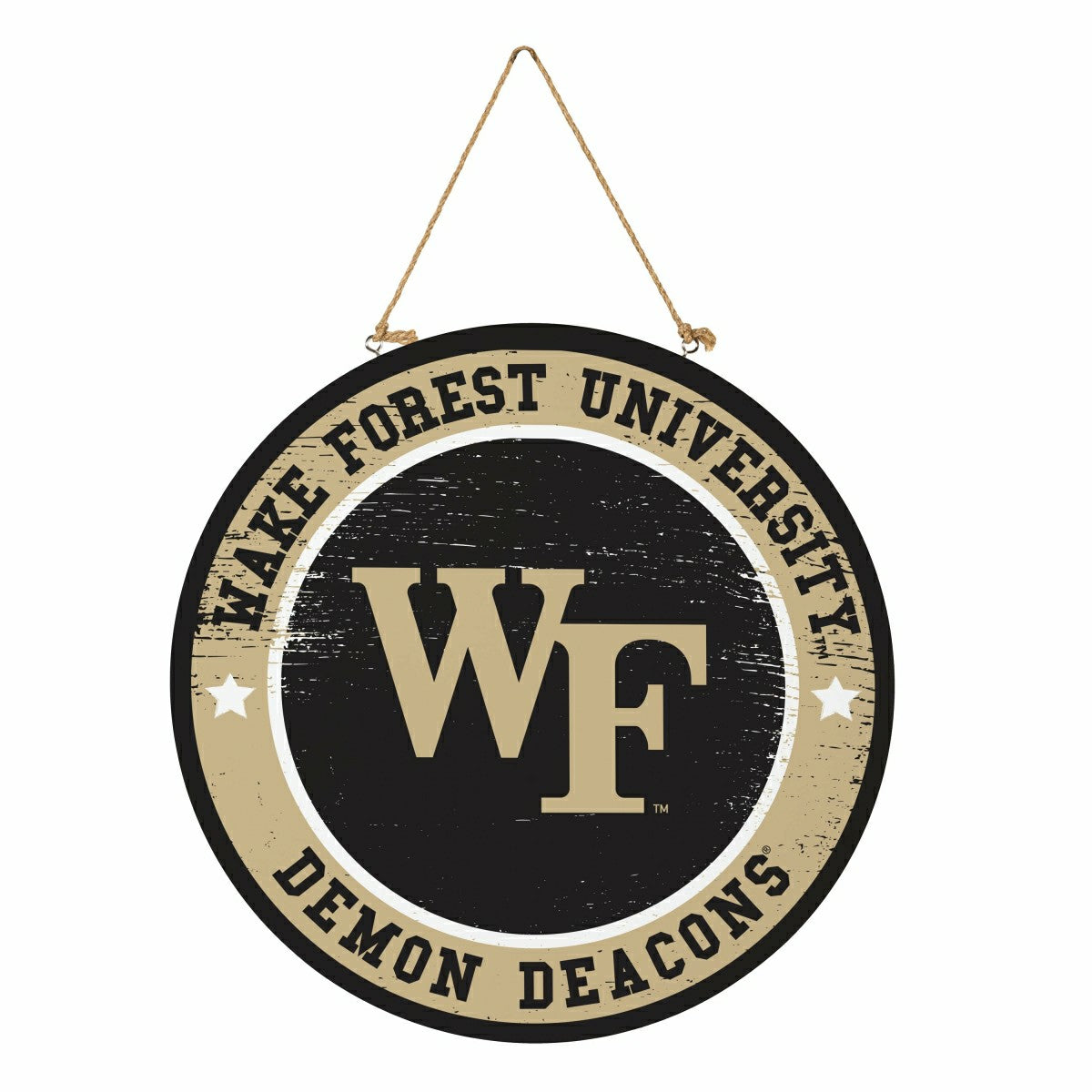 Wake Forest University Round Door Décor with Hanging Rope, 18x18 - Collegiate Home
