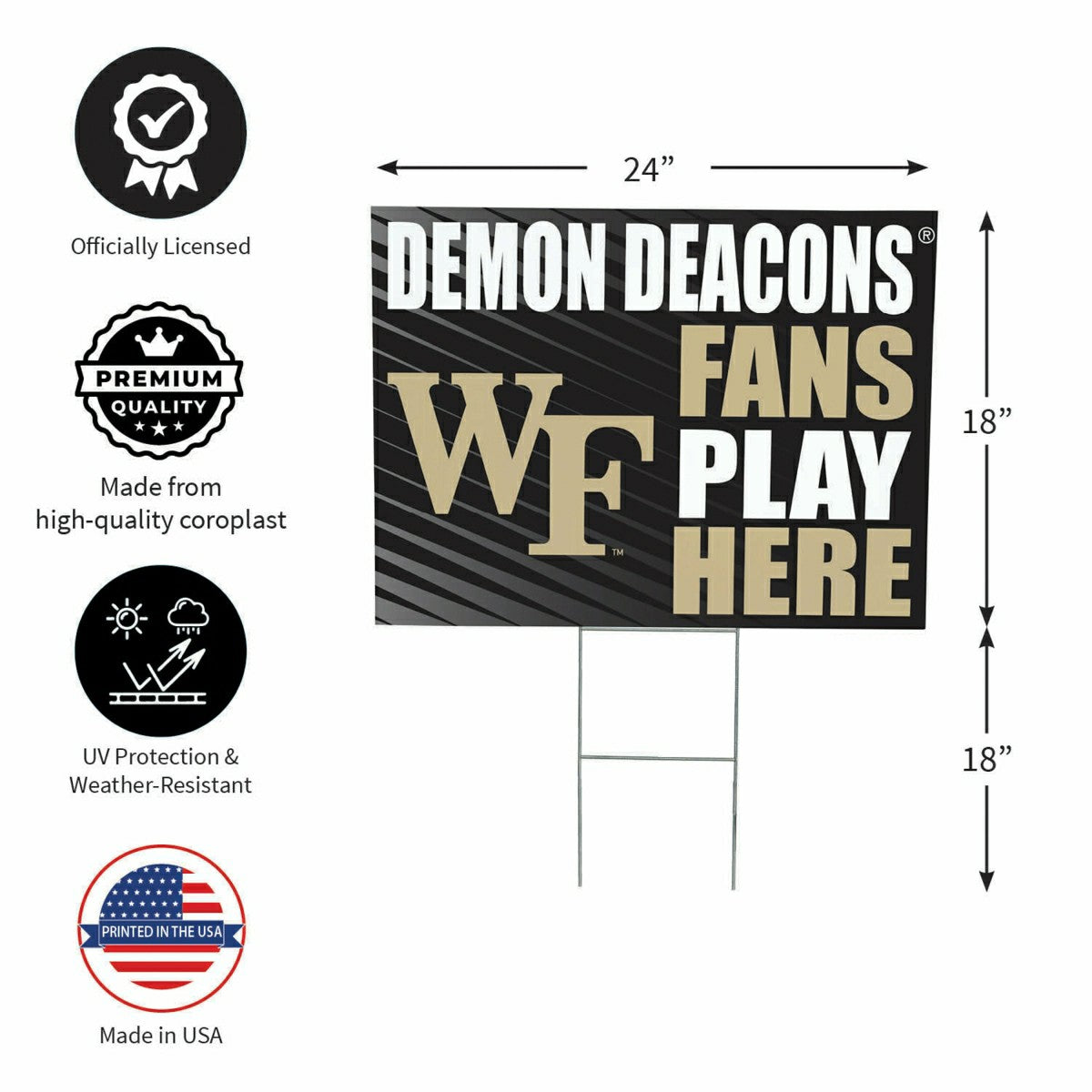 Wake Forest University Coroplast Yard Sign "Fans Play Here" - Collegiate Home