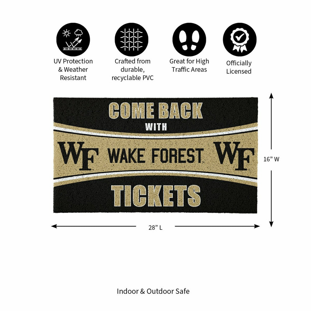 28" x 16" PVC Trapper Mat, Come Back with Tickets, Wake Forest - Collegiate