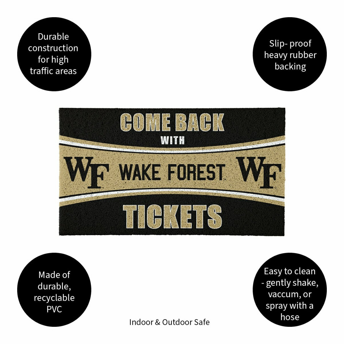 28" x 16" PVC Trapper Mat, Come Back with Tickets, Wake Forest - Collegiate