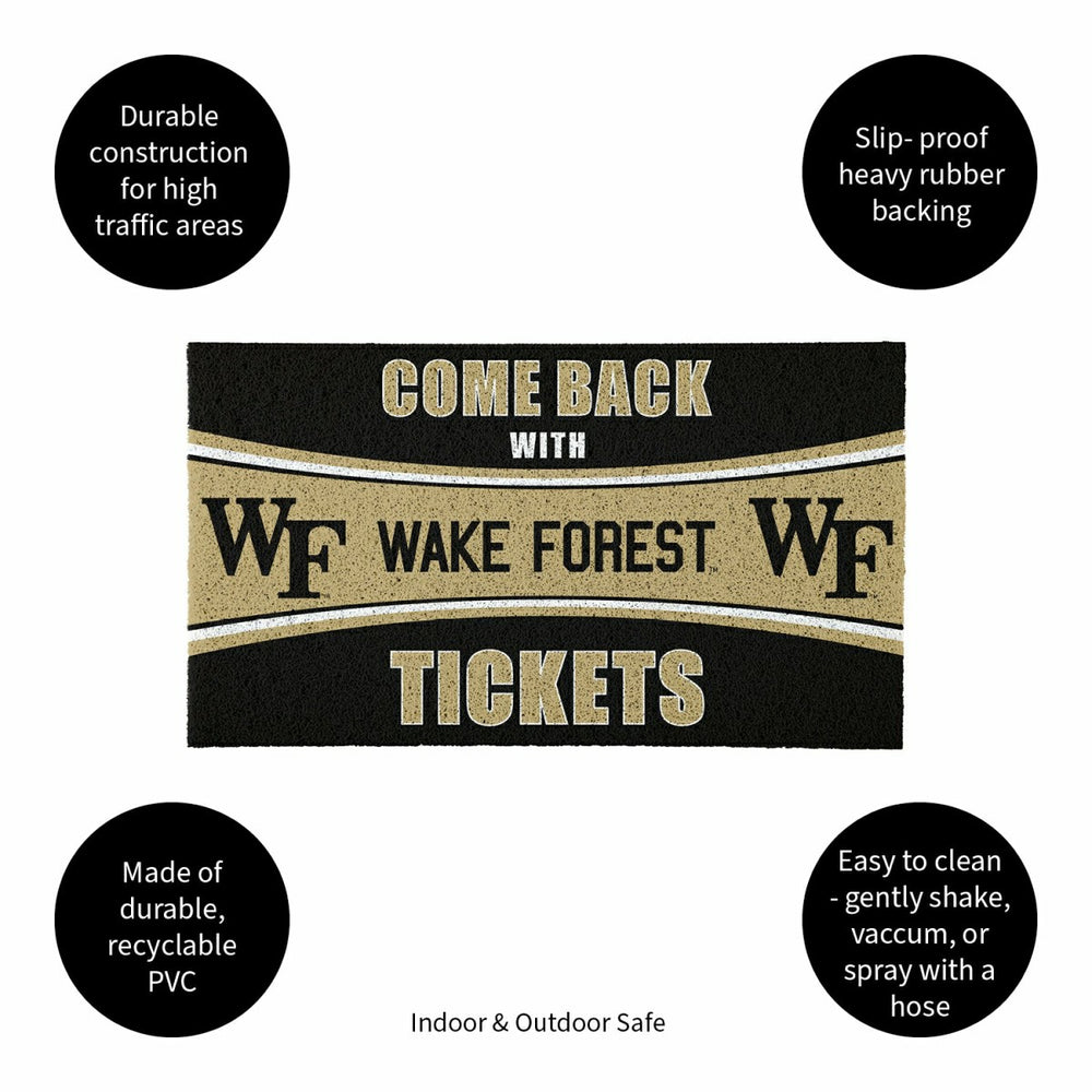 28" x 16" PVC Trapper Mat, Come Back with Tickets, Wake Forest - Collegiate