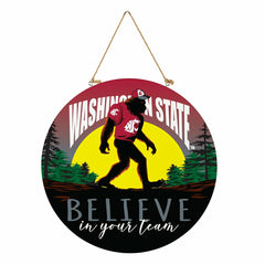 Washington State University Bigfoot Round Door Décor with Hanging Rope - Collegiate Home