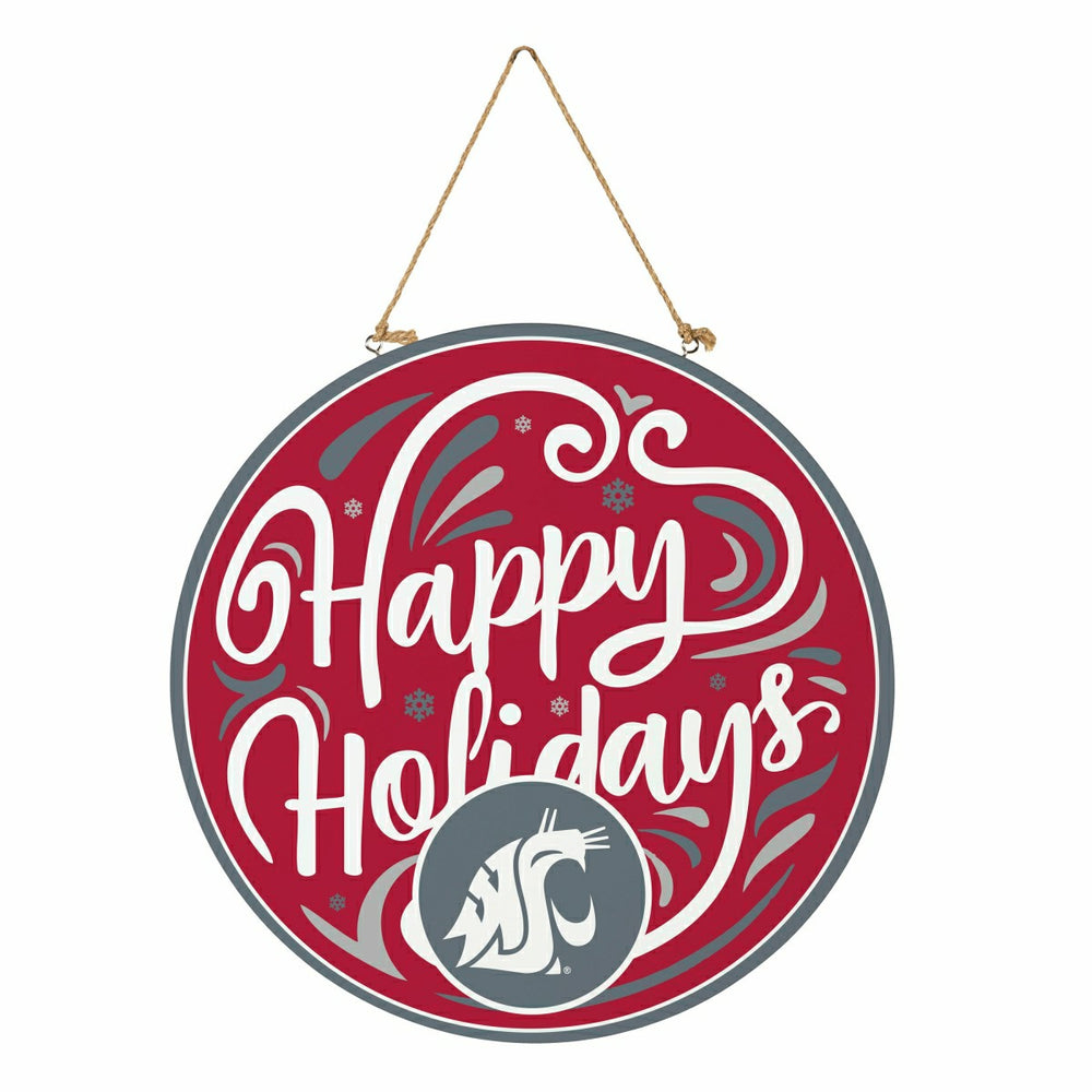 Washington State University Holiday Round Door Décor with Hanging Rope - Collegiate Home