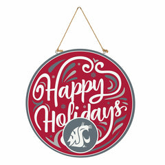 Washington State University Holiday Round Door Décor with Hanging Rope - Collegiate Home
