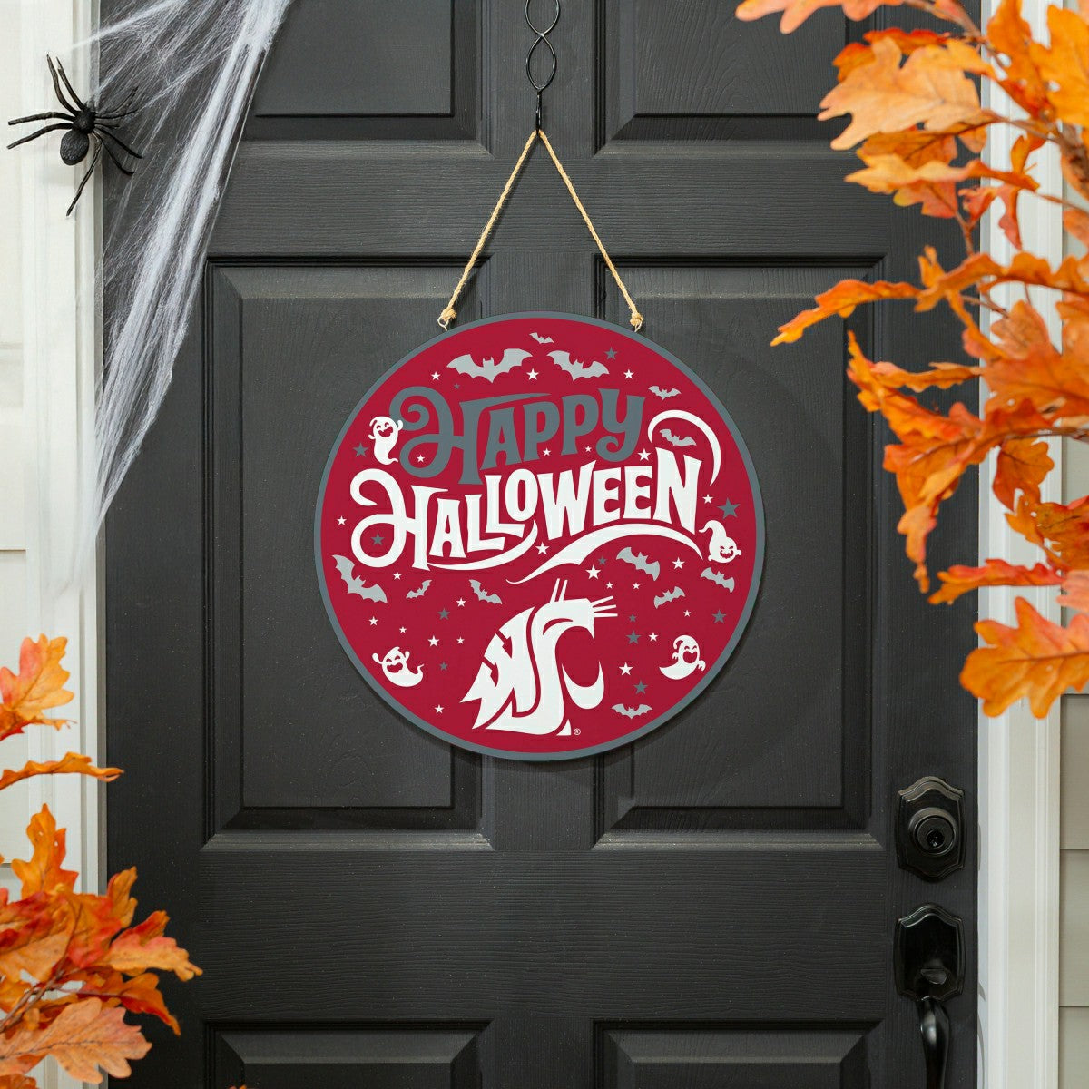 Washington State University Halloween Round Door Décor with Hanging Ro - Collegiate Home