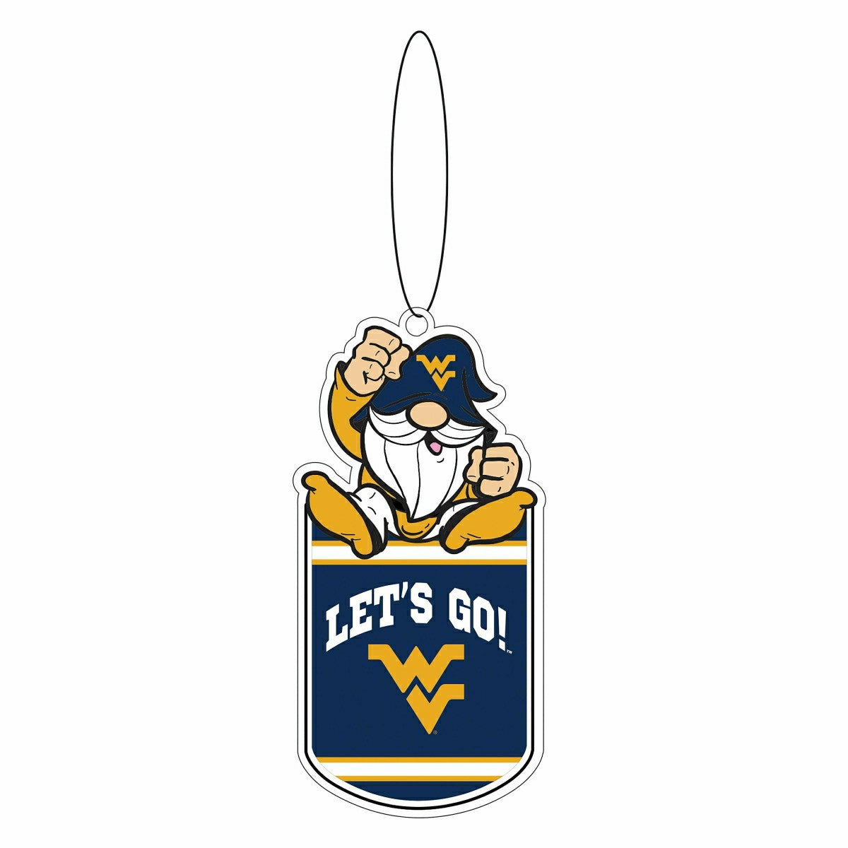 West Virginia University Gift Tag Ornament, Gnome Fan - Collegiate Home