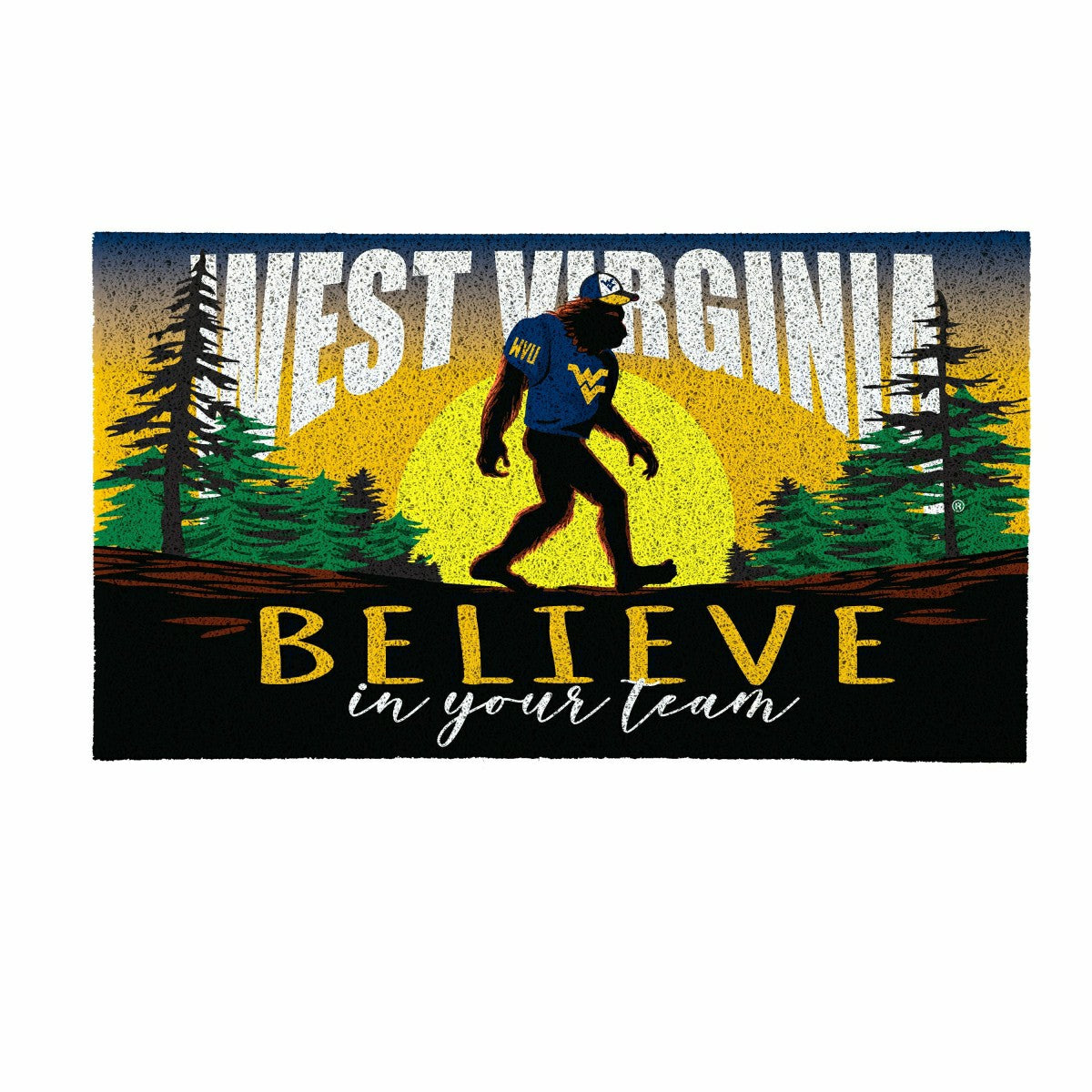 West Virginia University Bigfoot PVC Mat, 28"x16" - Collegiate