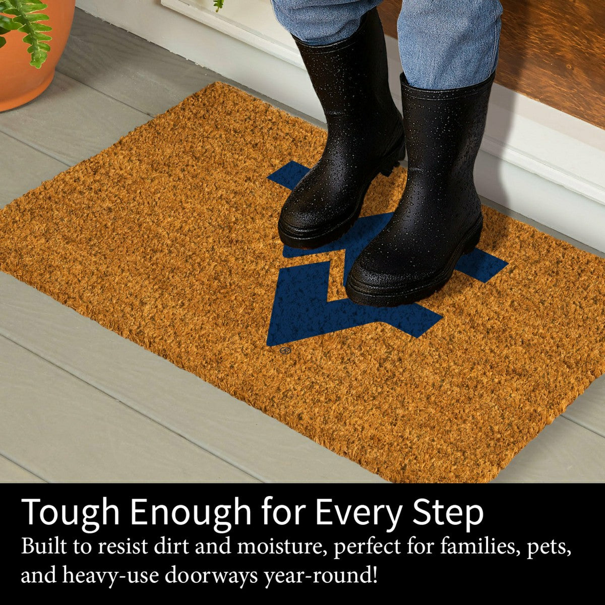 Coir Mat, 16"x28", West Virginia University - Collegiate