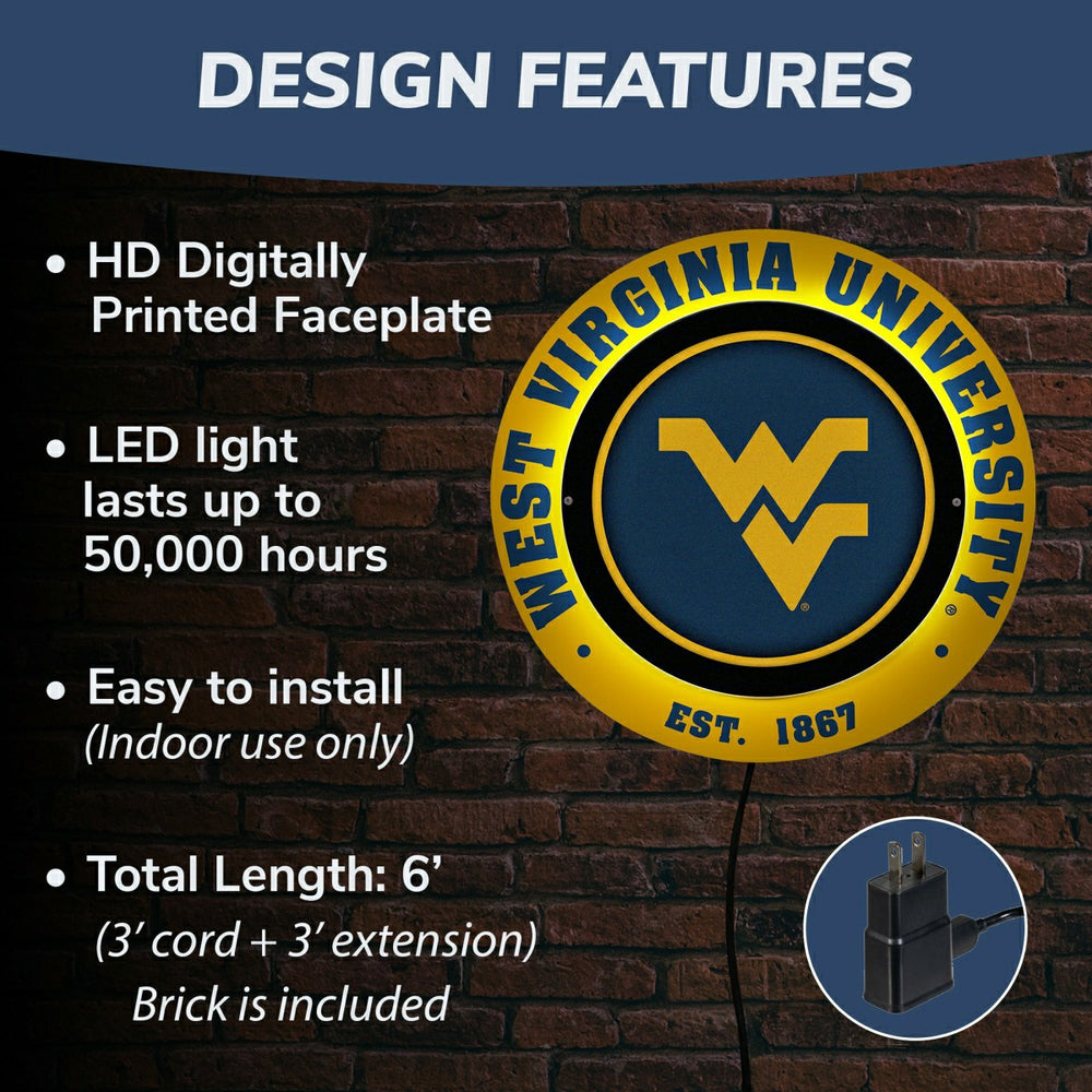 West Virginia University, Metal Lite, Round - Collegiate