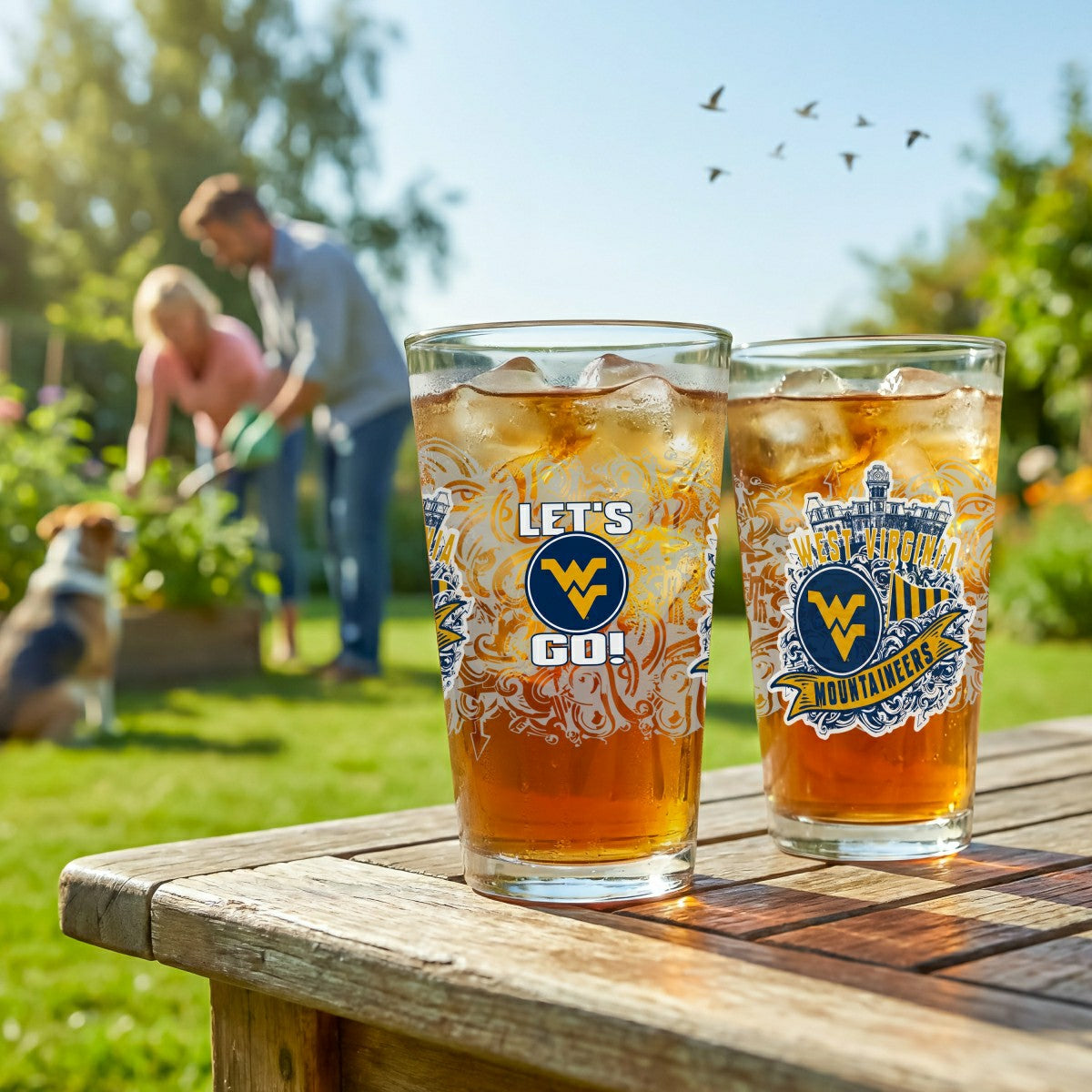 West Virginia University 16oz Glass pint, Set of 2 - Collegiate Home