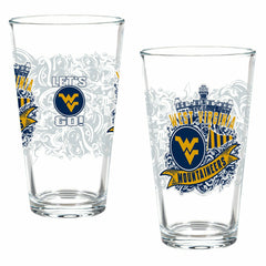 West Virginia University 16oz Glass pint, Set of 2 - Collegiate Home