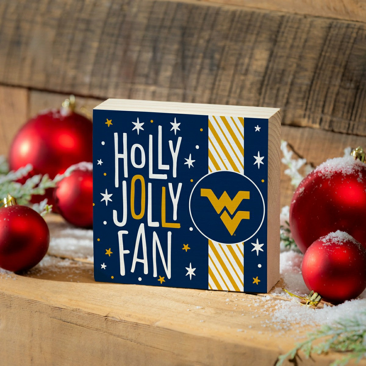 West Virginia University Block, Holiday, 6x6 - Collegiate Home