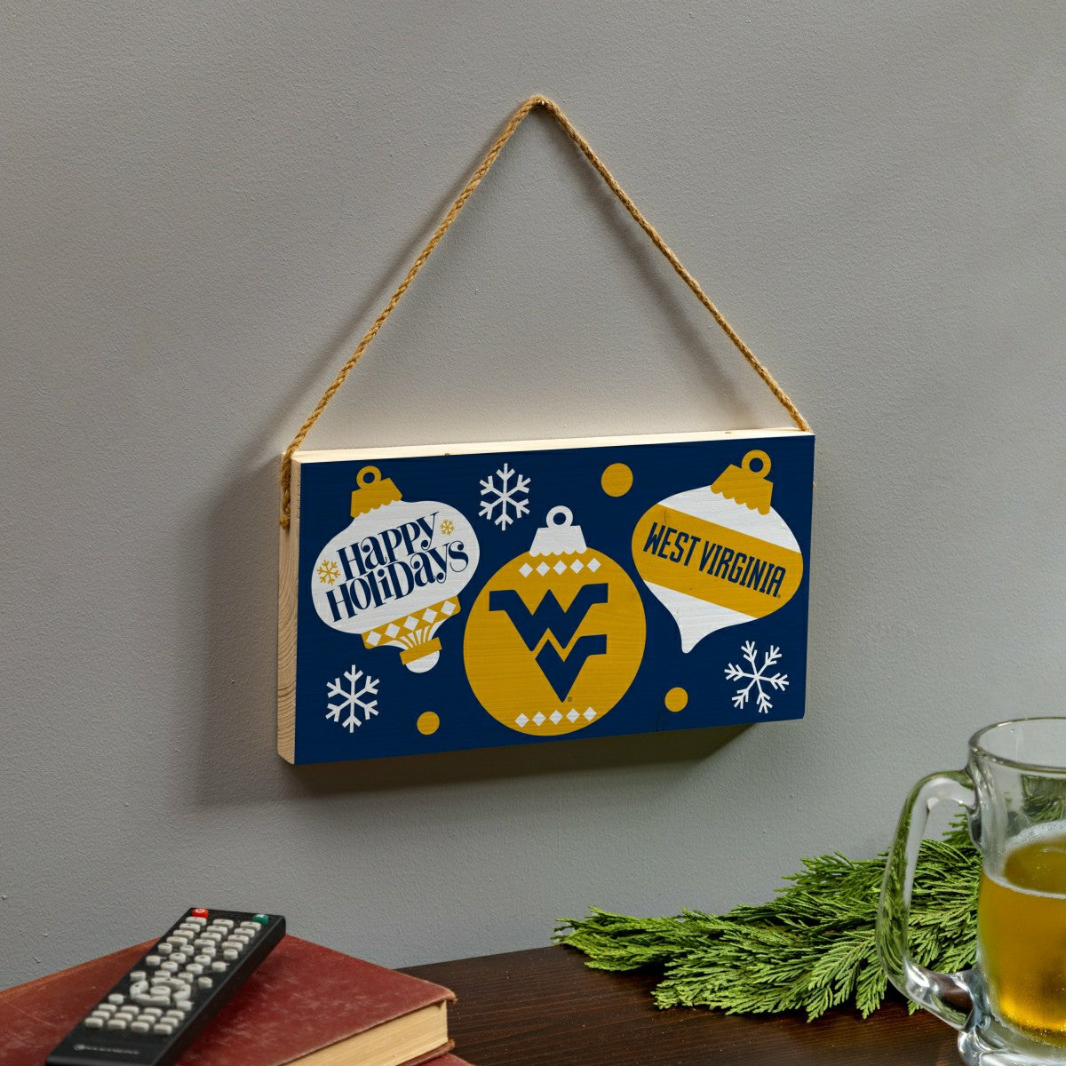 West Virginia University Holiday Wood Wall Sign, 6x11 - Collegiate Home