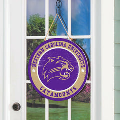 Western Carolina University Round Door Décor with Hanging Rope, 18x18 - Collegiate Home