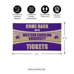 28" x 16" PVC Trapper Mat, Come Back with Tickets, Western Carolina Un - Collegiate