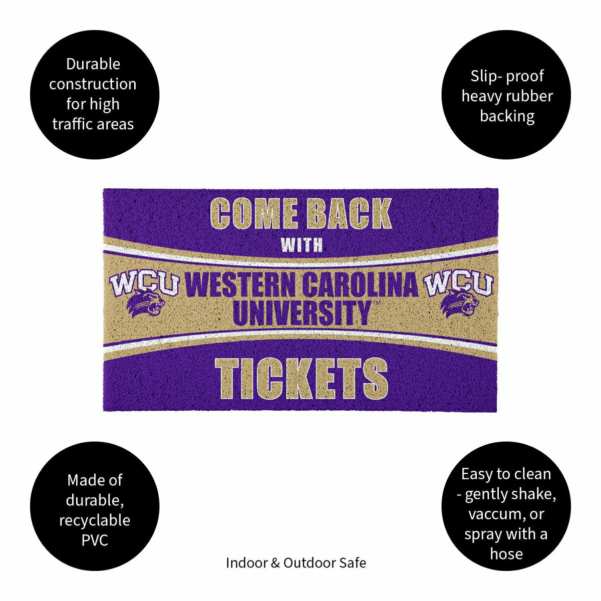 28" x 16" PVC Trapper Mat, Come Back with Tickets, Western Carolina Un - Collegiate