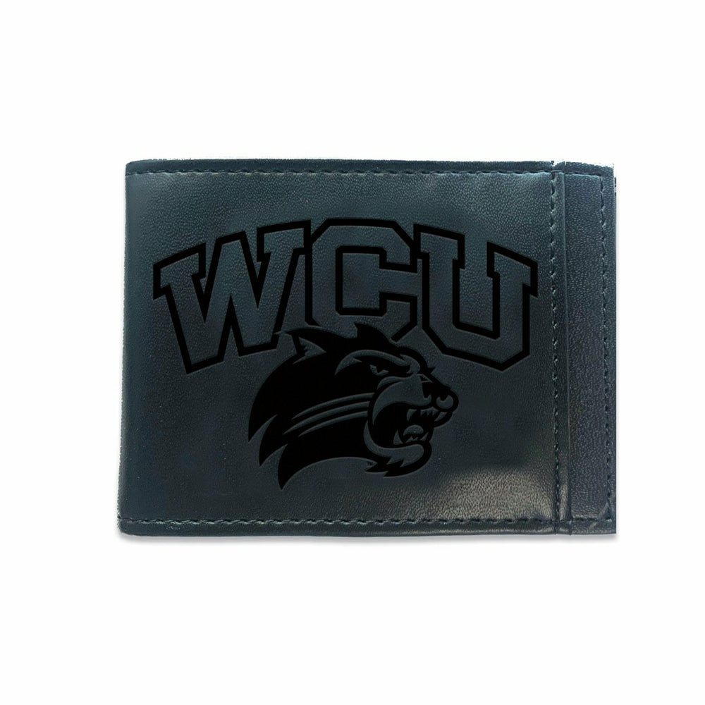 Front Pocket Wallet w/ RFID Blocking, Western Carolina University, Bla - Collegiate Home