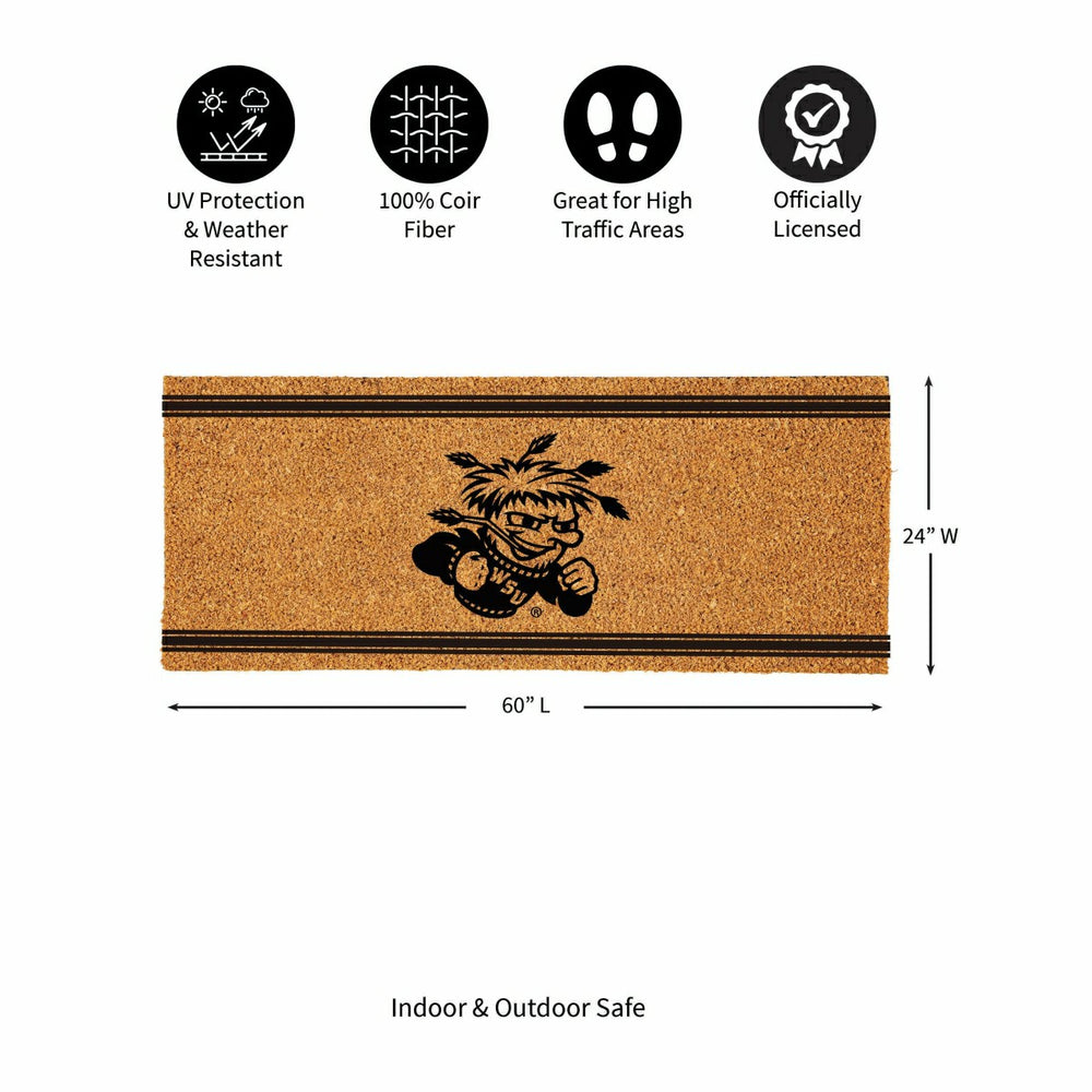 Wichita State University Extra Large One Color Coir Mat, 60"x24" - Collegiate