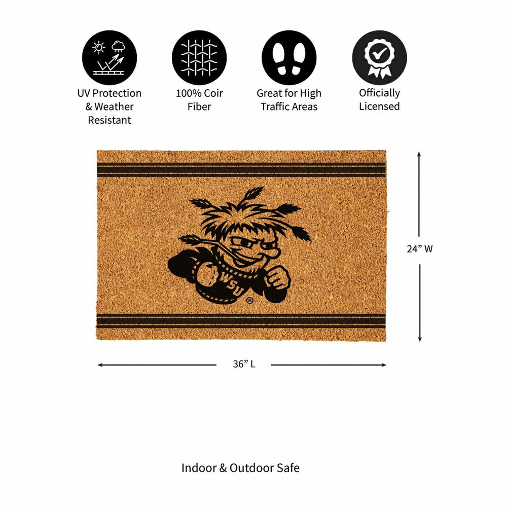 Wichita State University Large One Color Coir Mat, 36"x24" - Collegiate