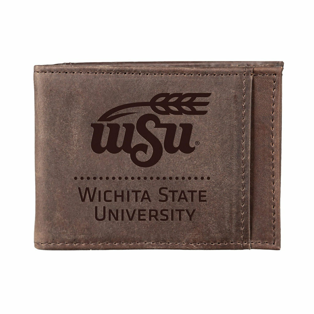 Front Pocket Wallet w/ RFID Blocking, Wichita State, Brown - Collegiate Home